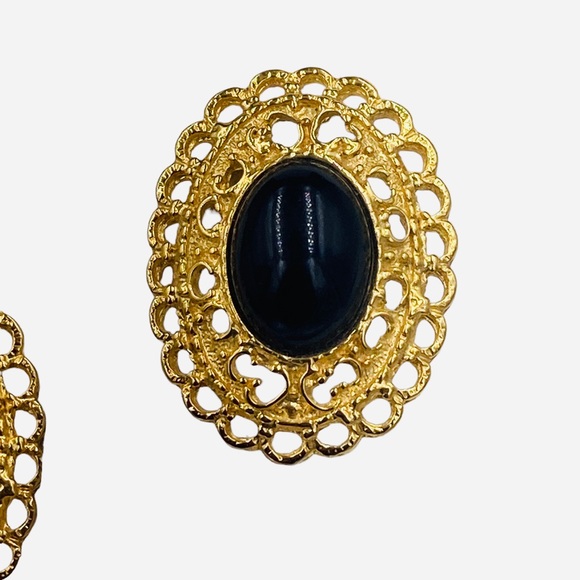 Vintage Park Lane Huge Black Lucite Clip Earrings - Picture 4 of 6